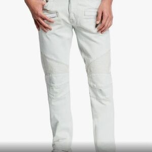 Hudson Los Angeles Blinder V2 Bike splatter Motto white button fly size 32 jeans
